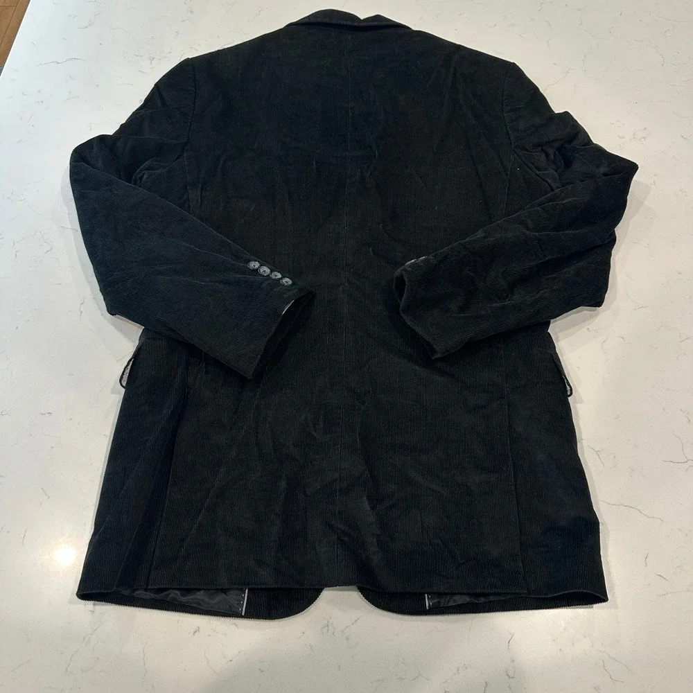 Express Design Studio Mens Black Corduroy Blazer 2 Button Sport Coat 38R